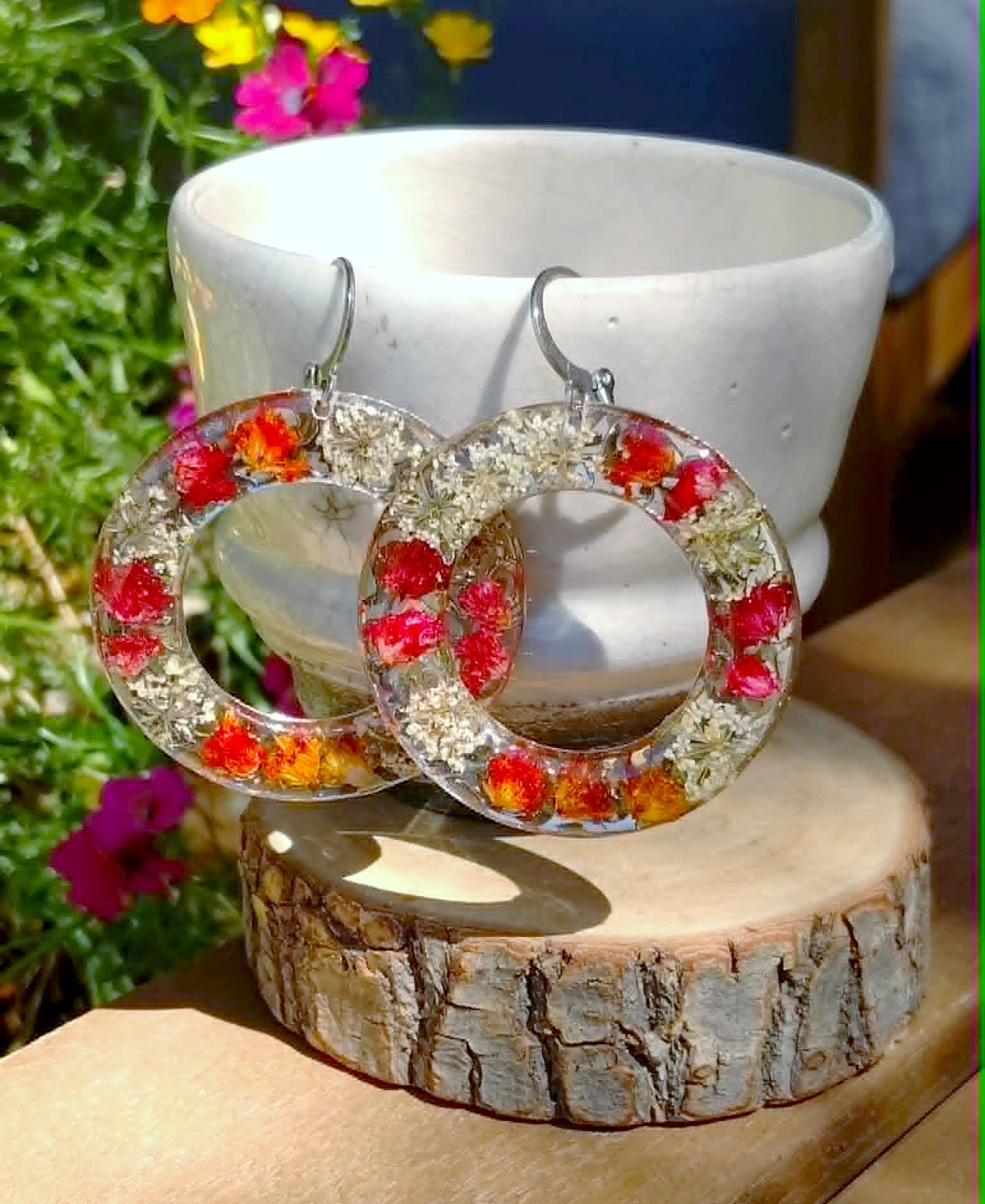 Boucles d'oreille  Fleur de carotte Gypsophiles