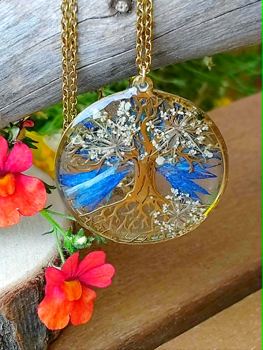 Arbre de vie  Fleur de carotte Bleuet