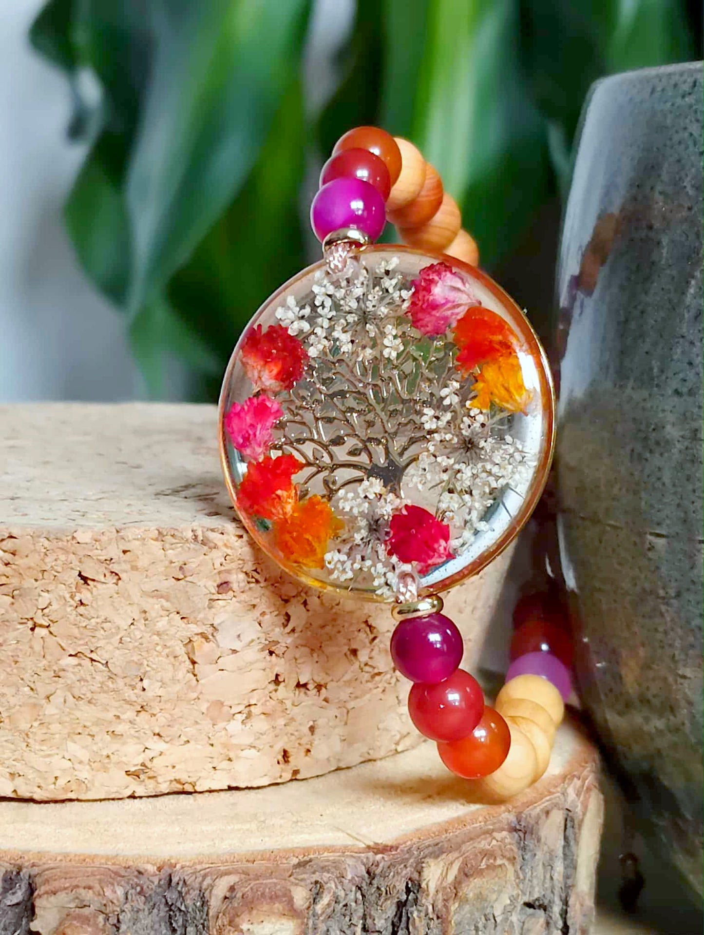 Bracelet Gypsophile Fleur de carotte Agate