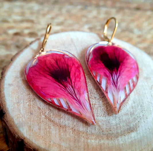Boucles d'oreille, Pétale géranium