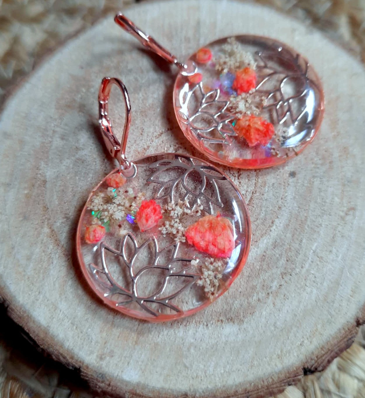 Boucles d'oreille, Fleur de carotte, Gypsophiles