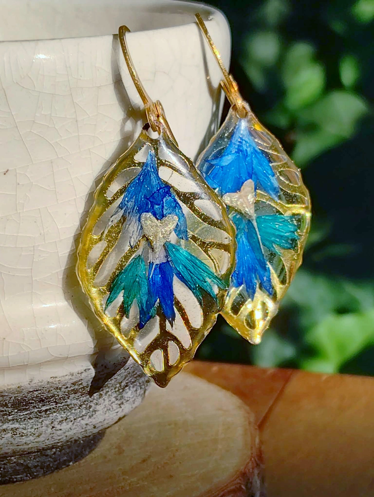 Boucles d'oreille Pétales bleuet