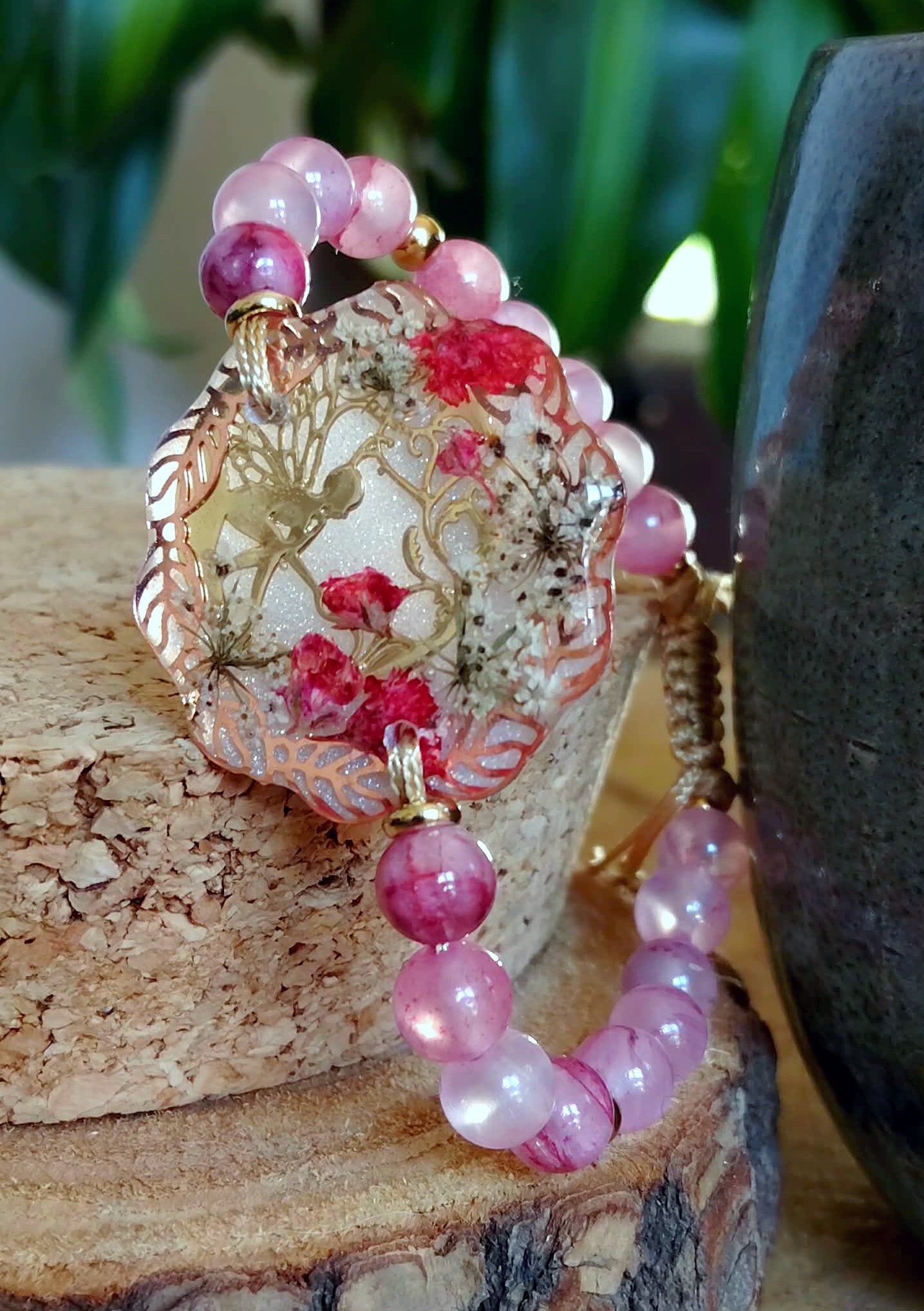 Bracelet Gypsophile Fleur de carotte Jade