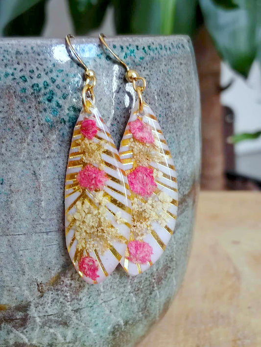 Boucles d'oreille, Fleur de carotte, Gypsophiles