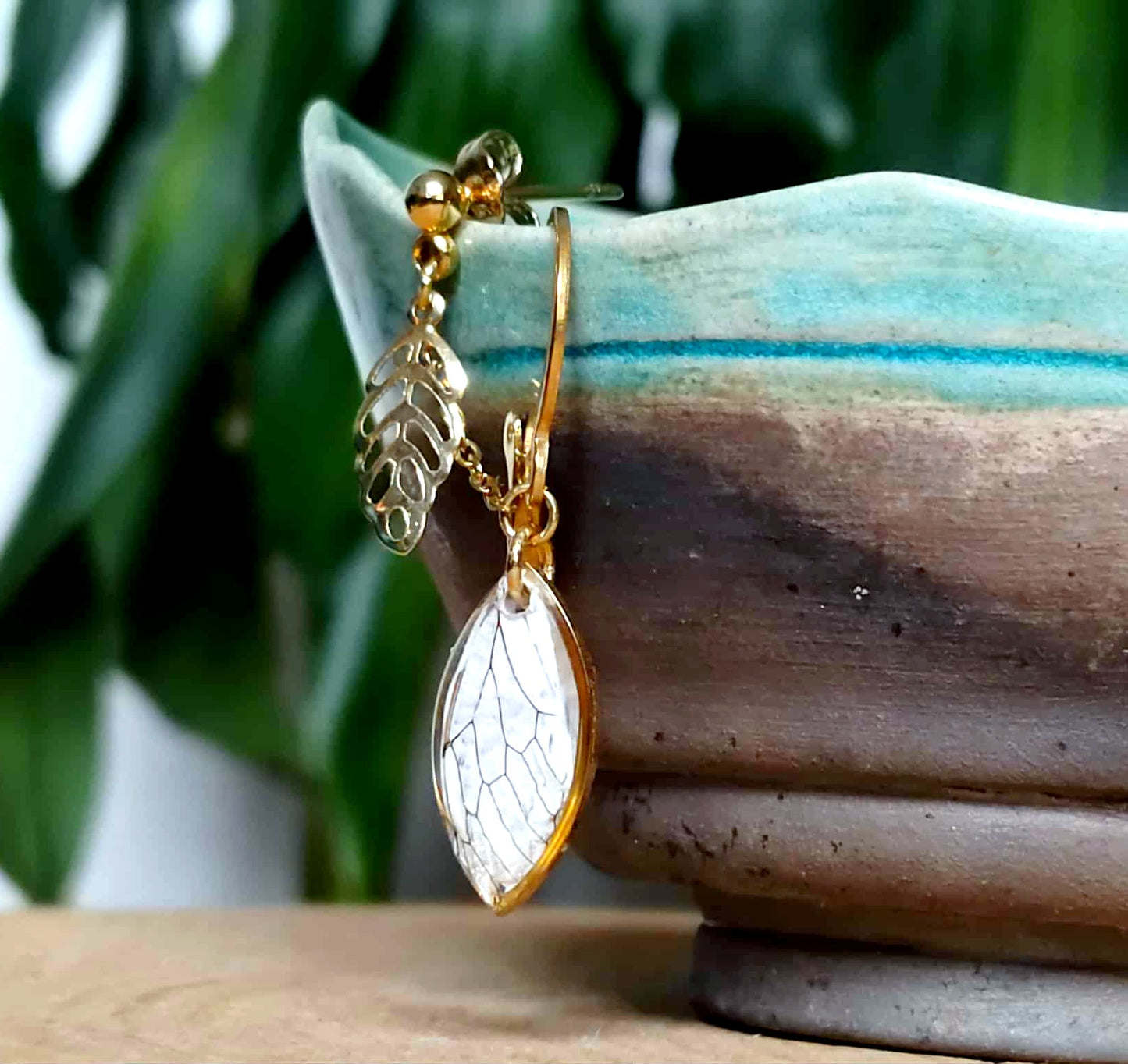 Boucles d'oreille Double piercing Aile de Cigale