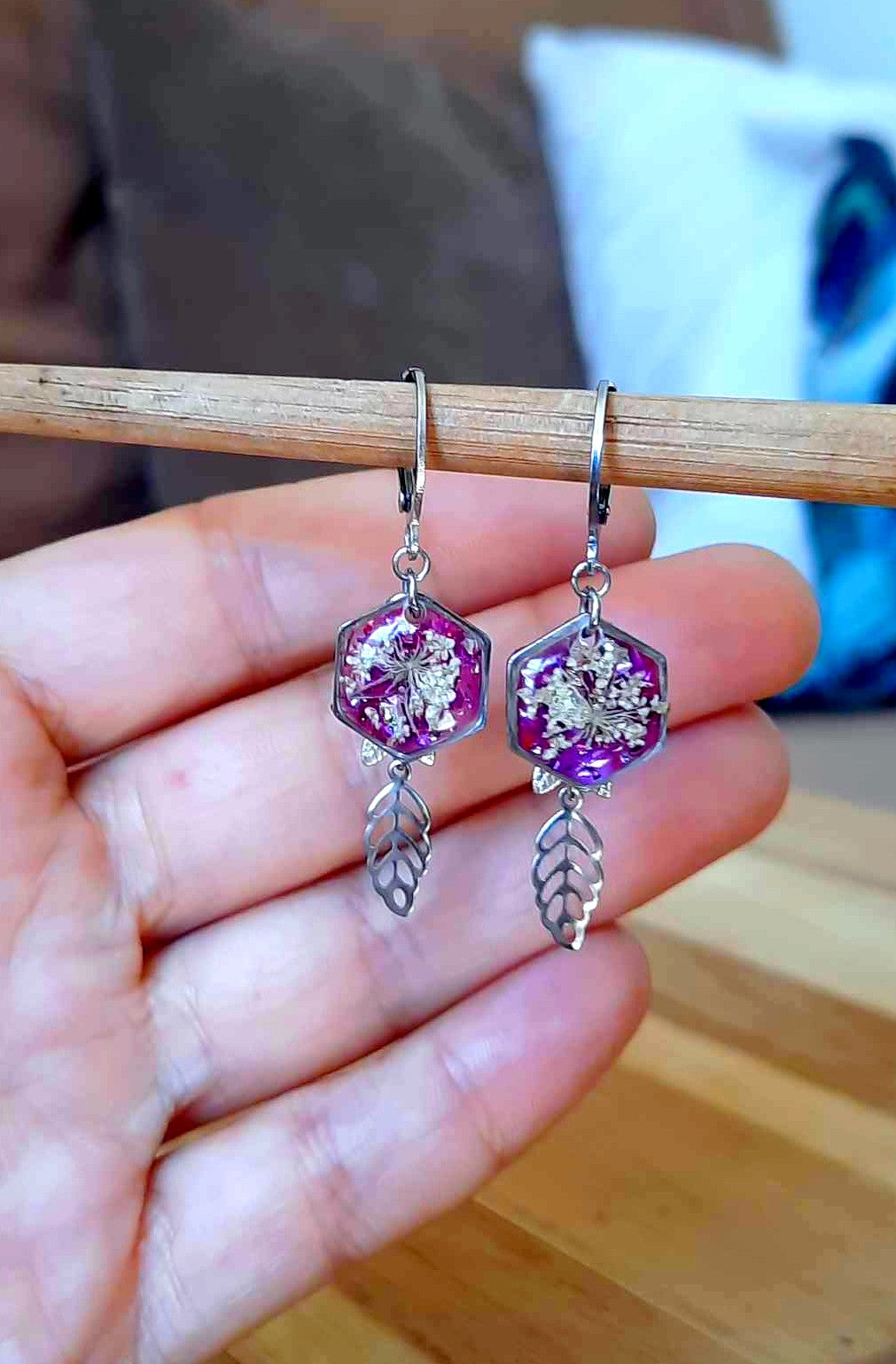 Boucles d'oreille, Fleur de carotte