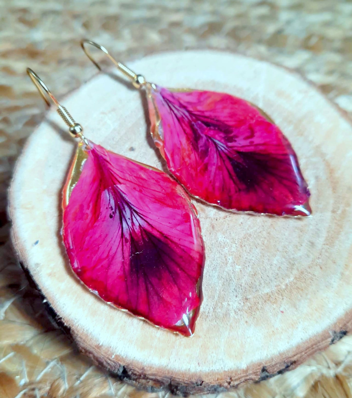 Boucles d'oreille, Pétales géranium