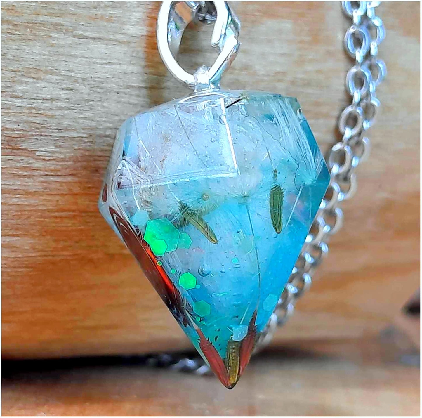 Collier pendentif Orgonite, Graines pissenlit