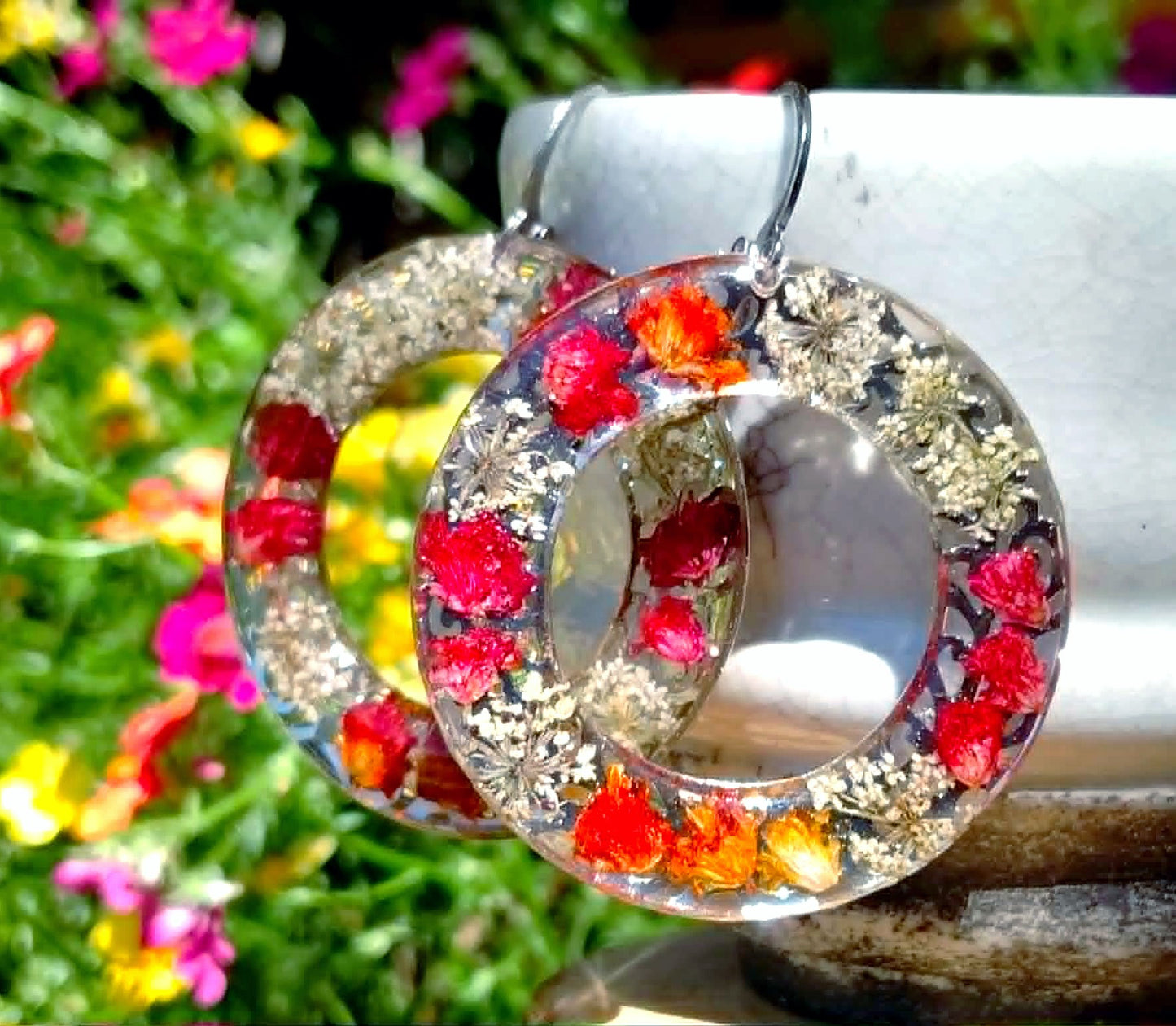 Boucles d'oreille  Fleur de carotte Gypsophiles