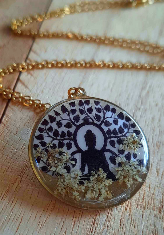 Collier Bouddha arbre de vie, Fleur de carotte