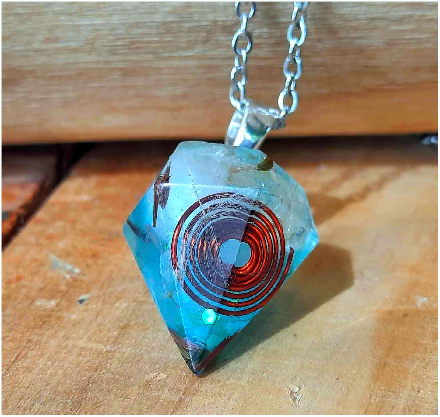 Collier pendentif Orgonite, Graines pissenlit