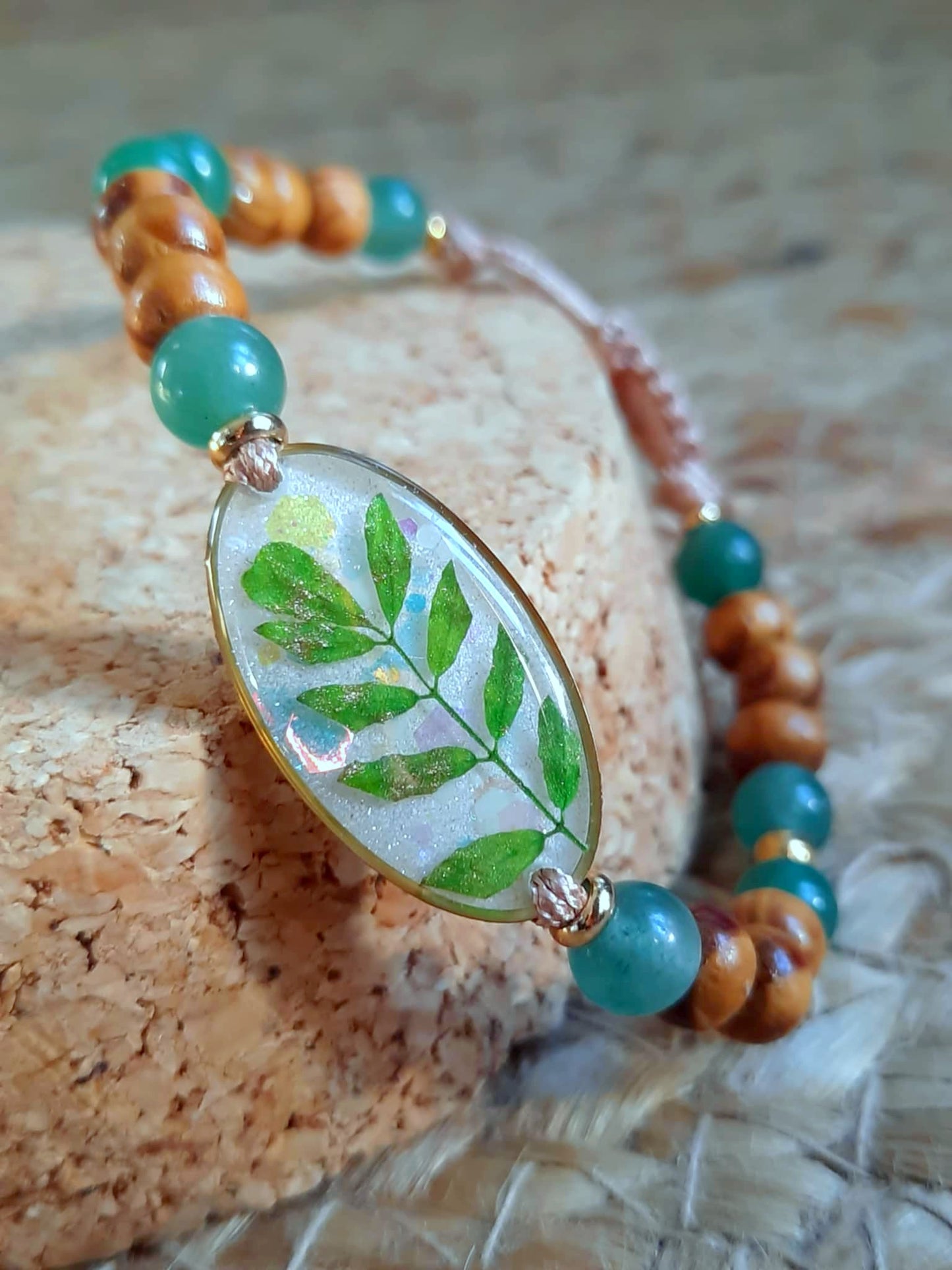 Bracelet , Feuille, Aventurine