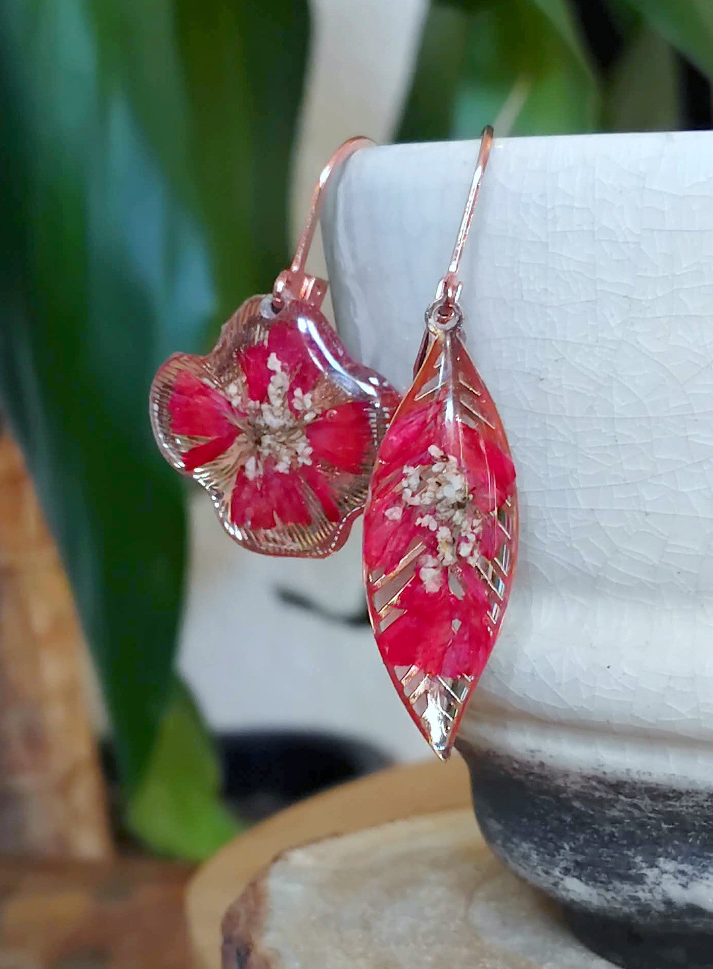Boucles d'oreille Asymétrique Fleur de carotte Statice