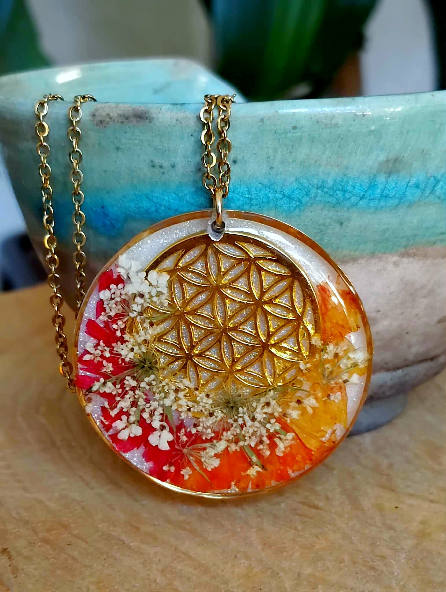 Collier Fleur de vie Fleur de carotte Statice – OW création