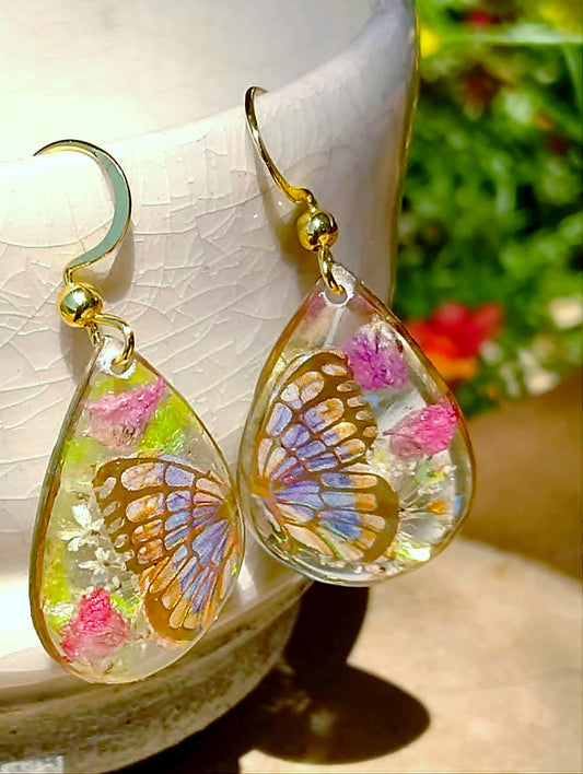 Boucles d'oreille Fleur de carotte gypsophiles