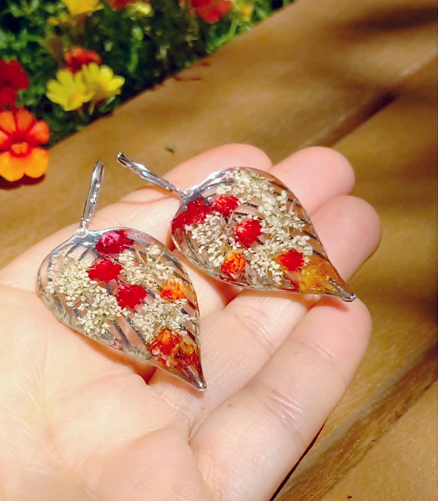 Boucles d'oreille Gypsophiles Fleur de carotte