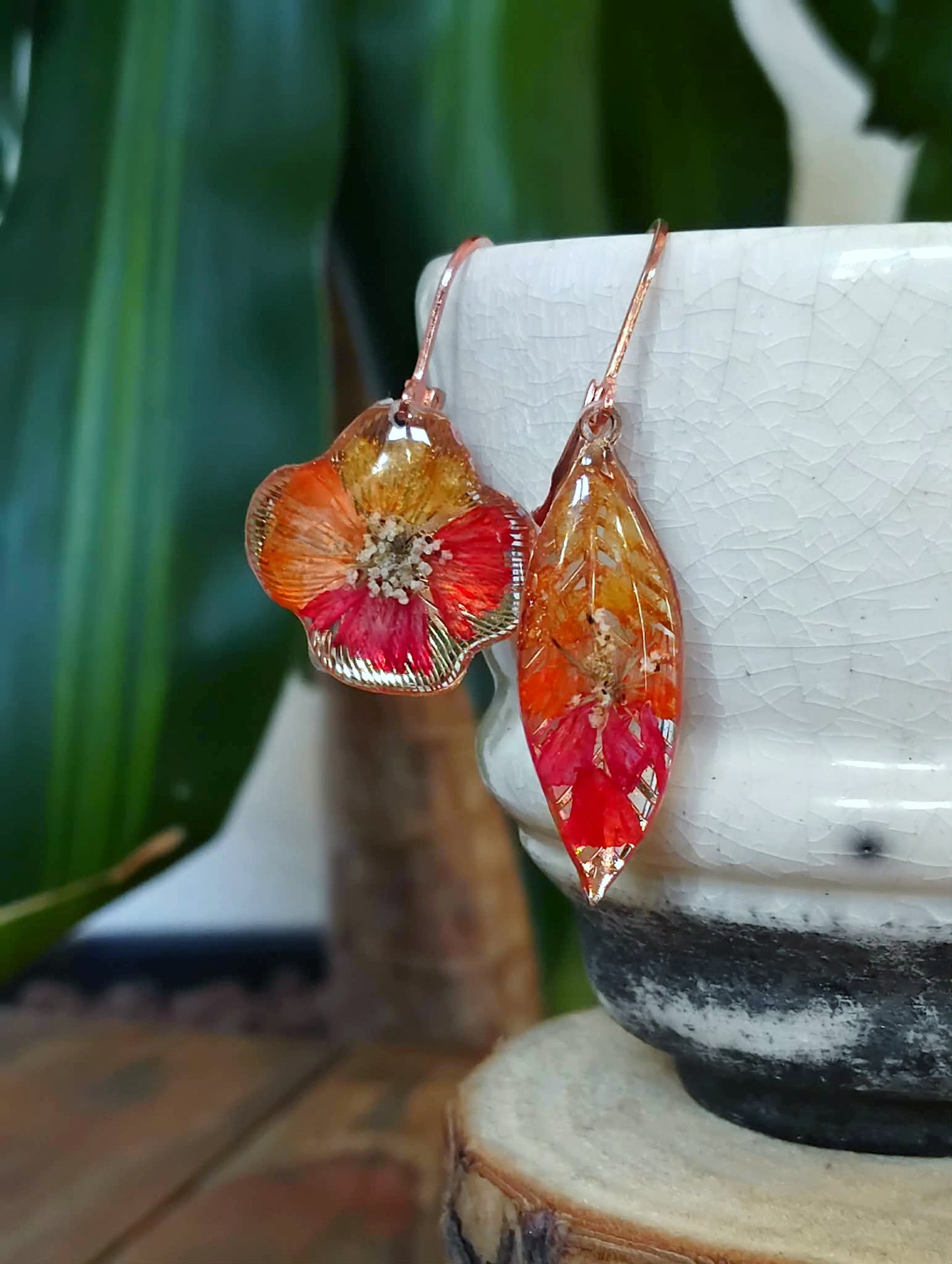 Boucles d'oreille Asymétrique Fleur de carotte Statice