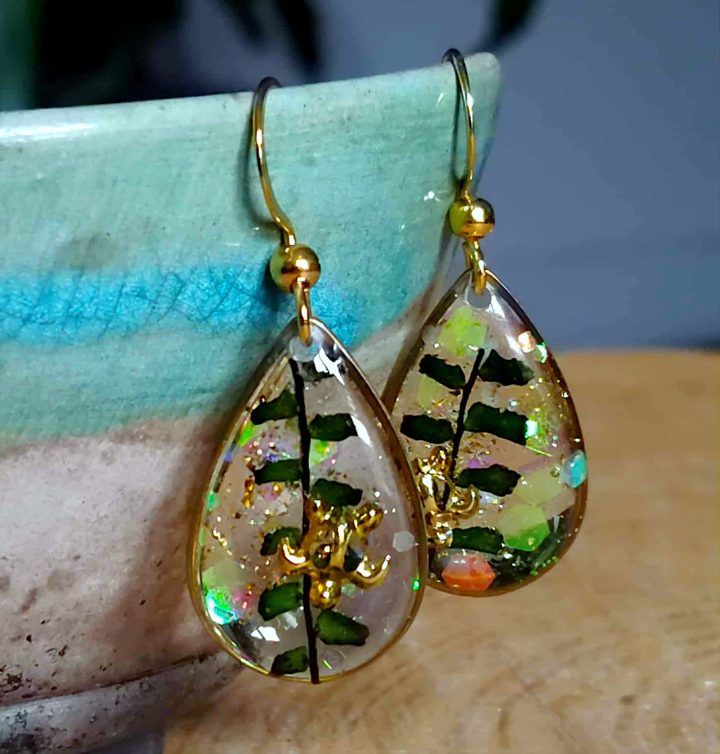 Boucles d'oreille Fougère Tortue