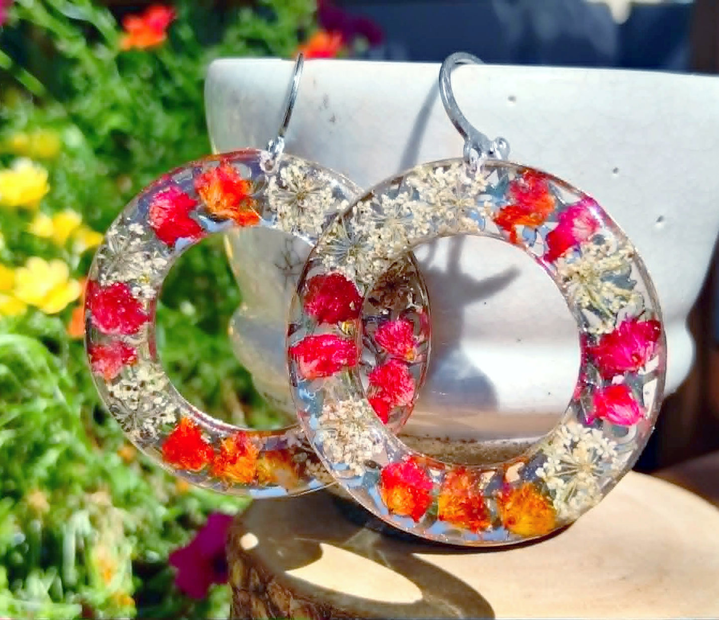 Boucles d'oreille  Fleur de carotte Gypsophiles