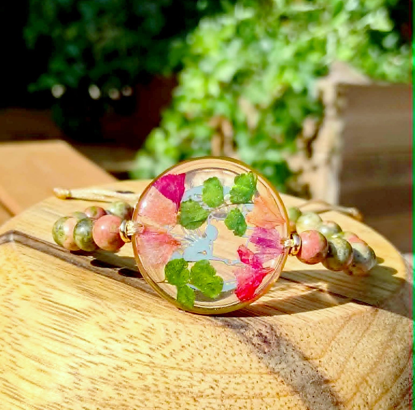 Bracelet Fougère Statice Unakite