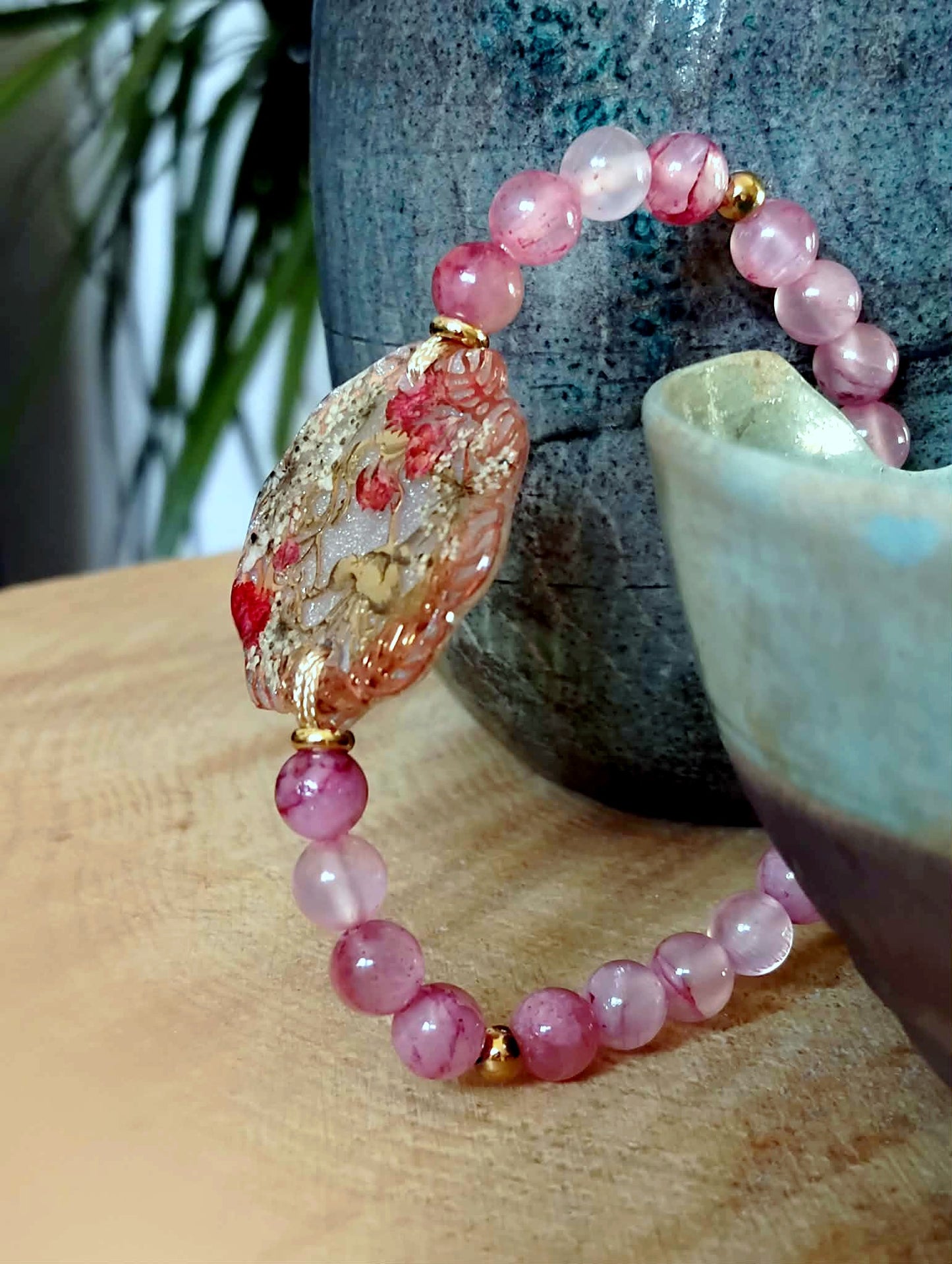 Bracelet Gypsophile Fleur de carotte Jade