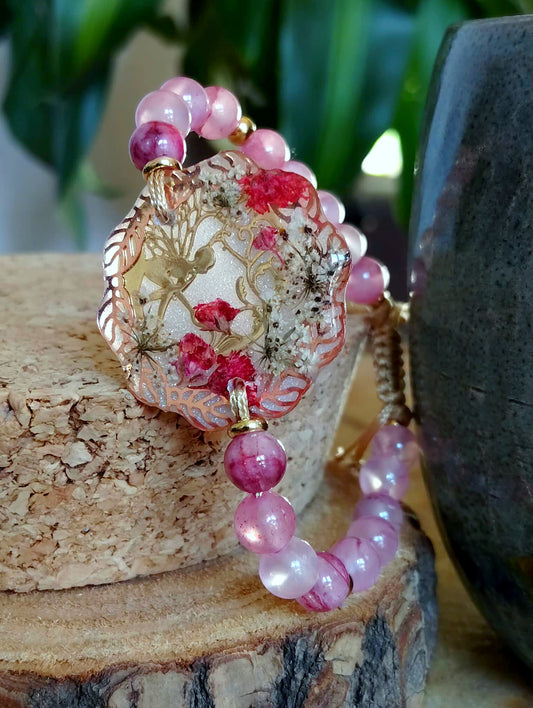 Bracelet Gypsophile Fleur de carotte Jade