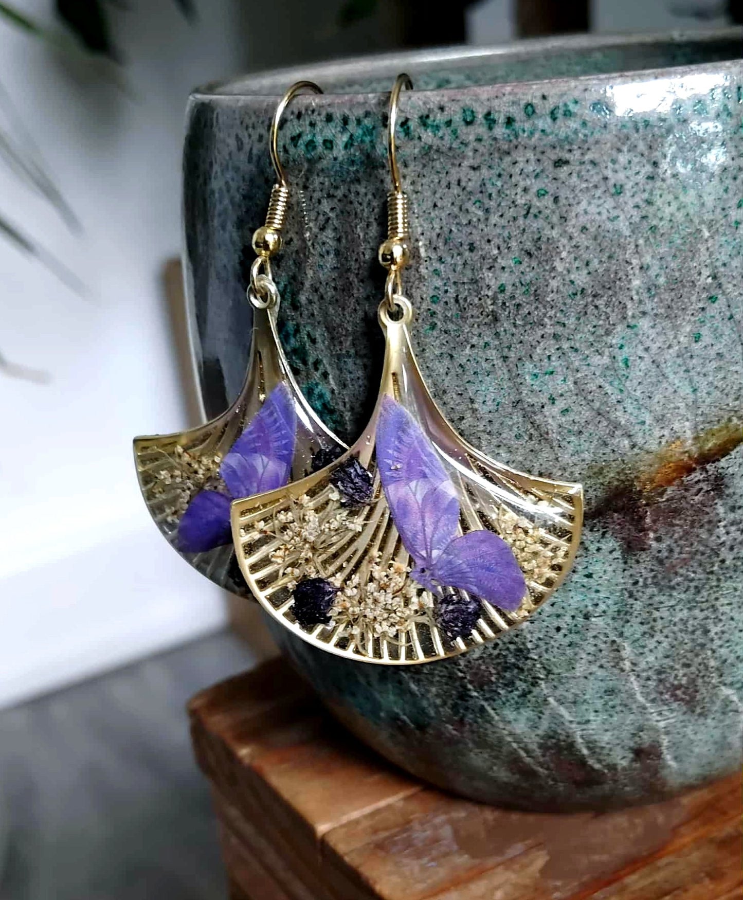 Boucles d'oreille, Fleur de carotte, Gypsophiles