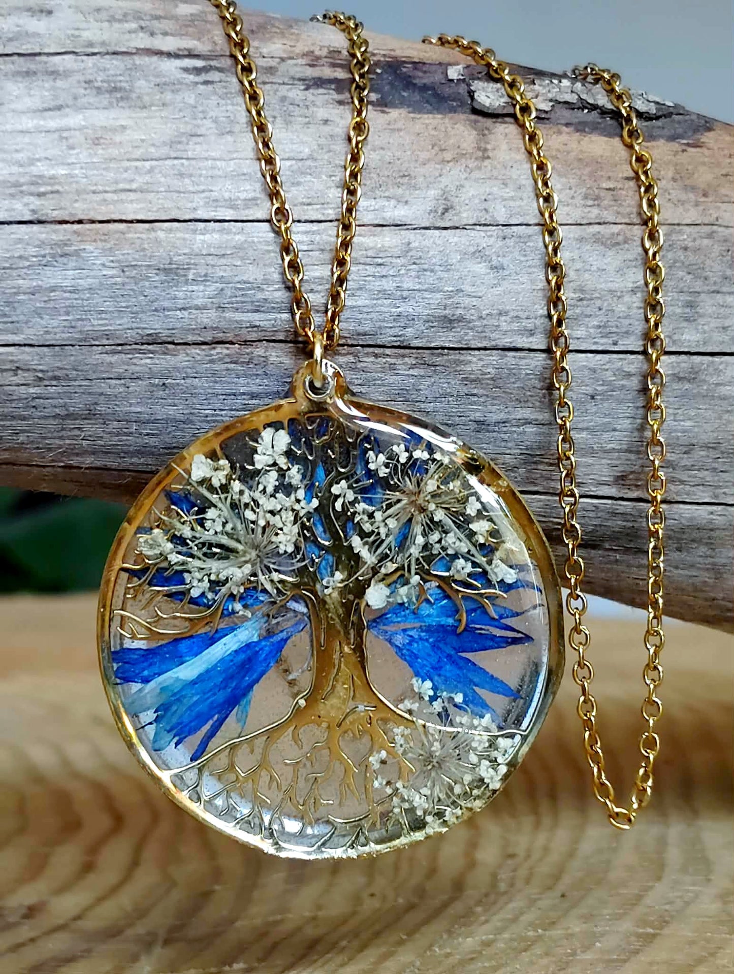 Arbre de vie  Fleur de carotte Bleuet