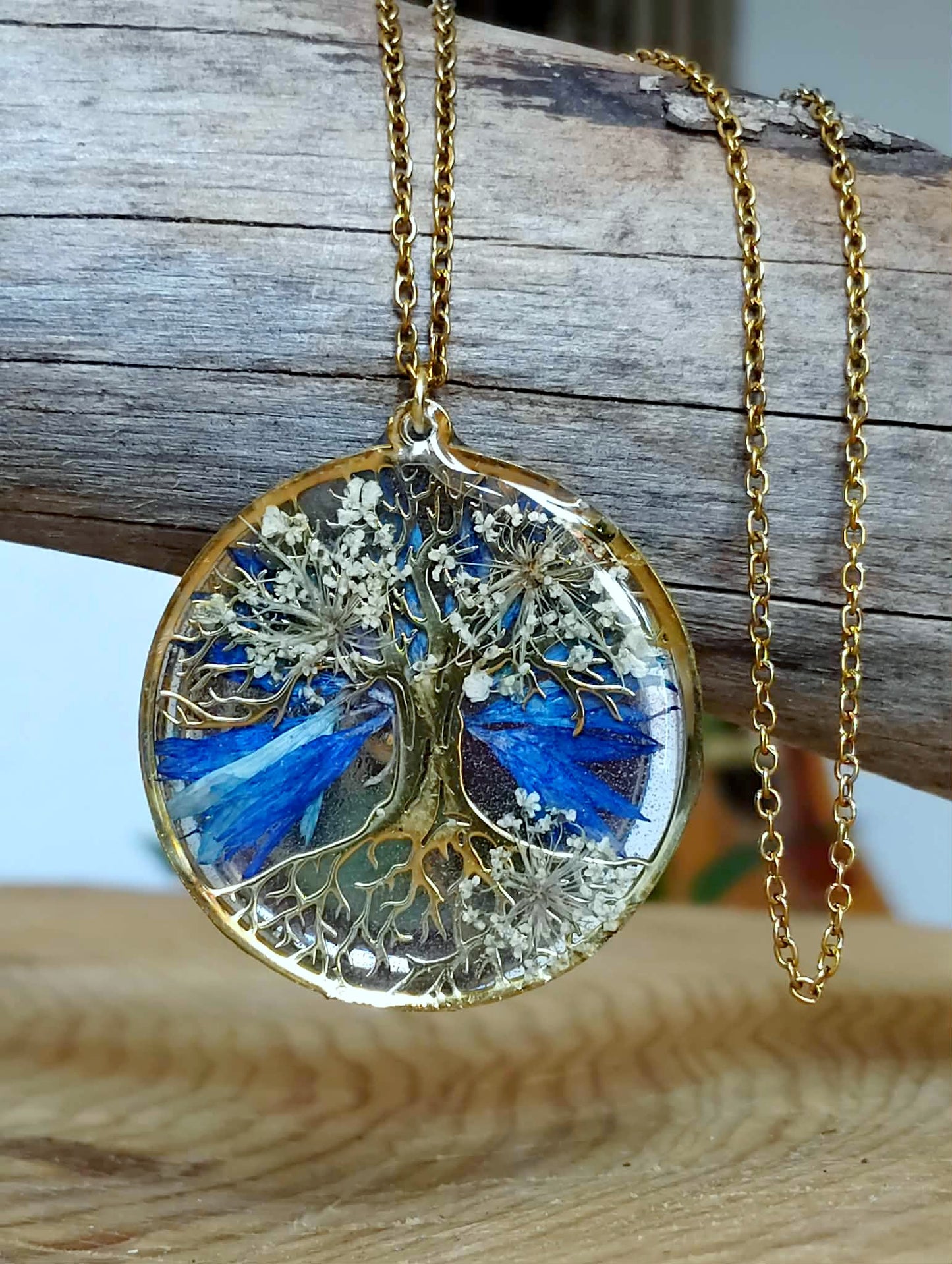 Arbre de vie  Fleur de carotte Bleuet