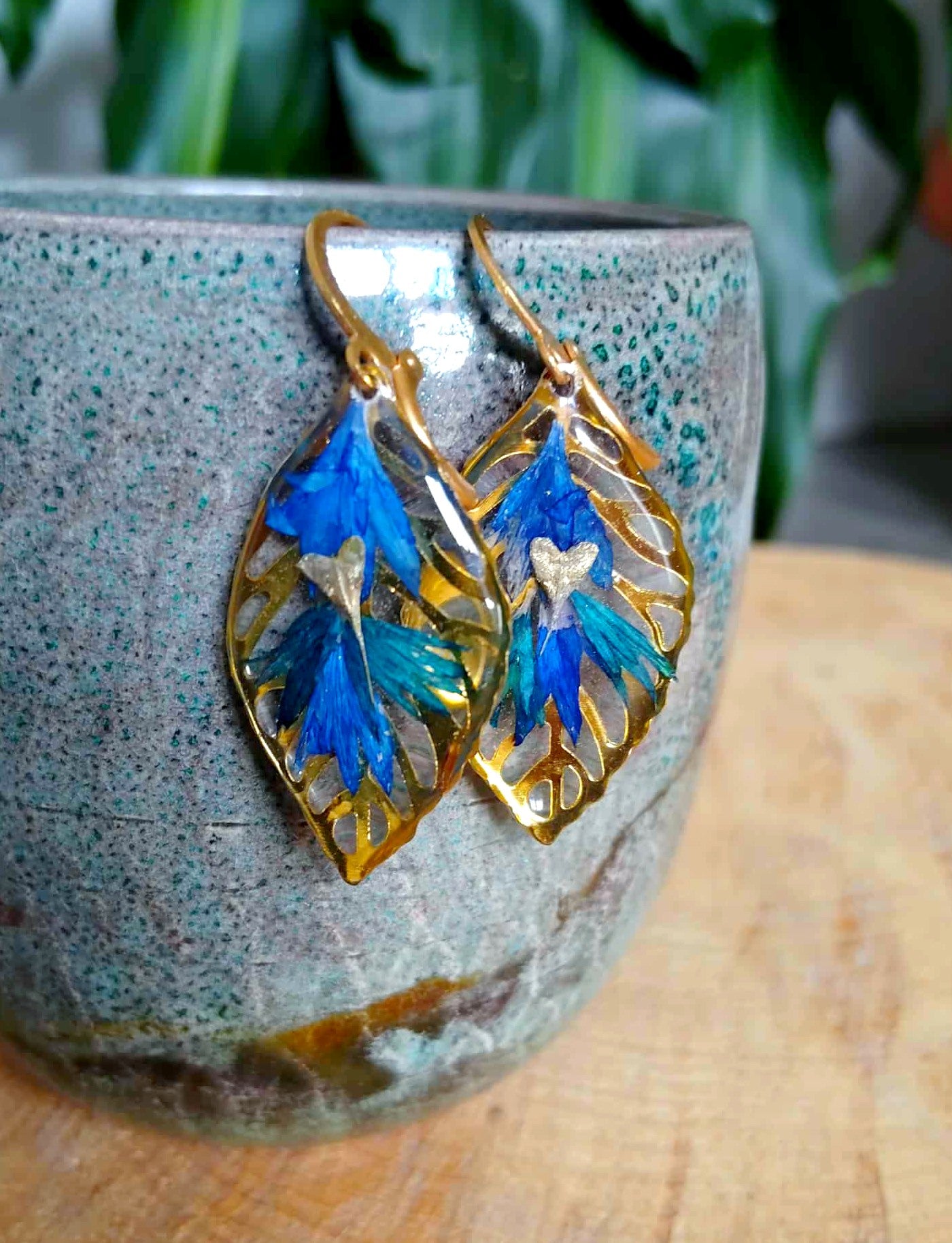 Boucles d'oreille Pétales bleuet