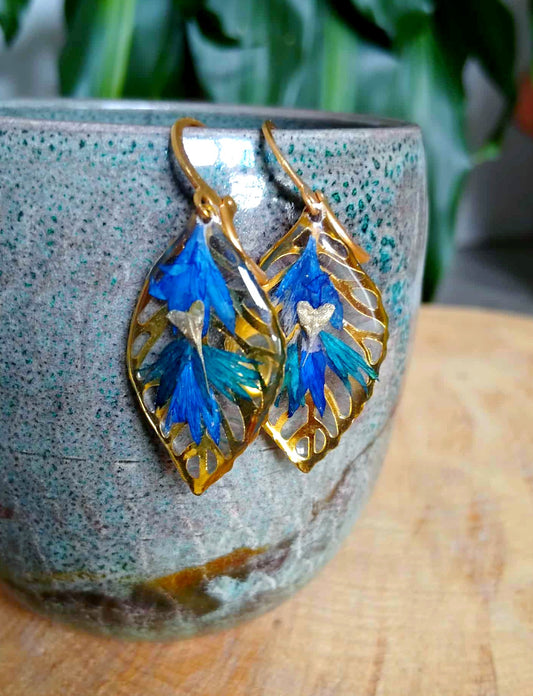 Boucles d'oreille Pétales bleuet