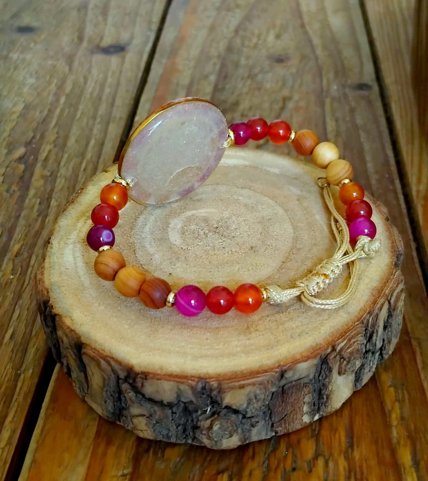 Bracelet  Fleur de vie Gypsophile Agates