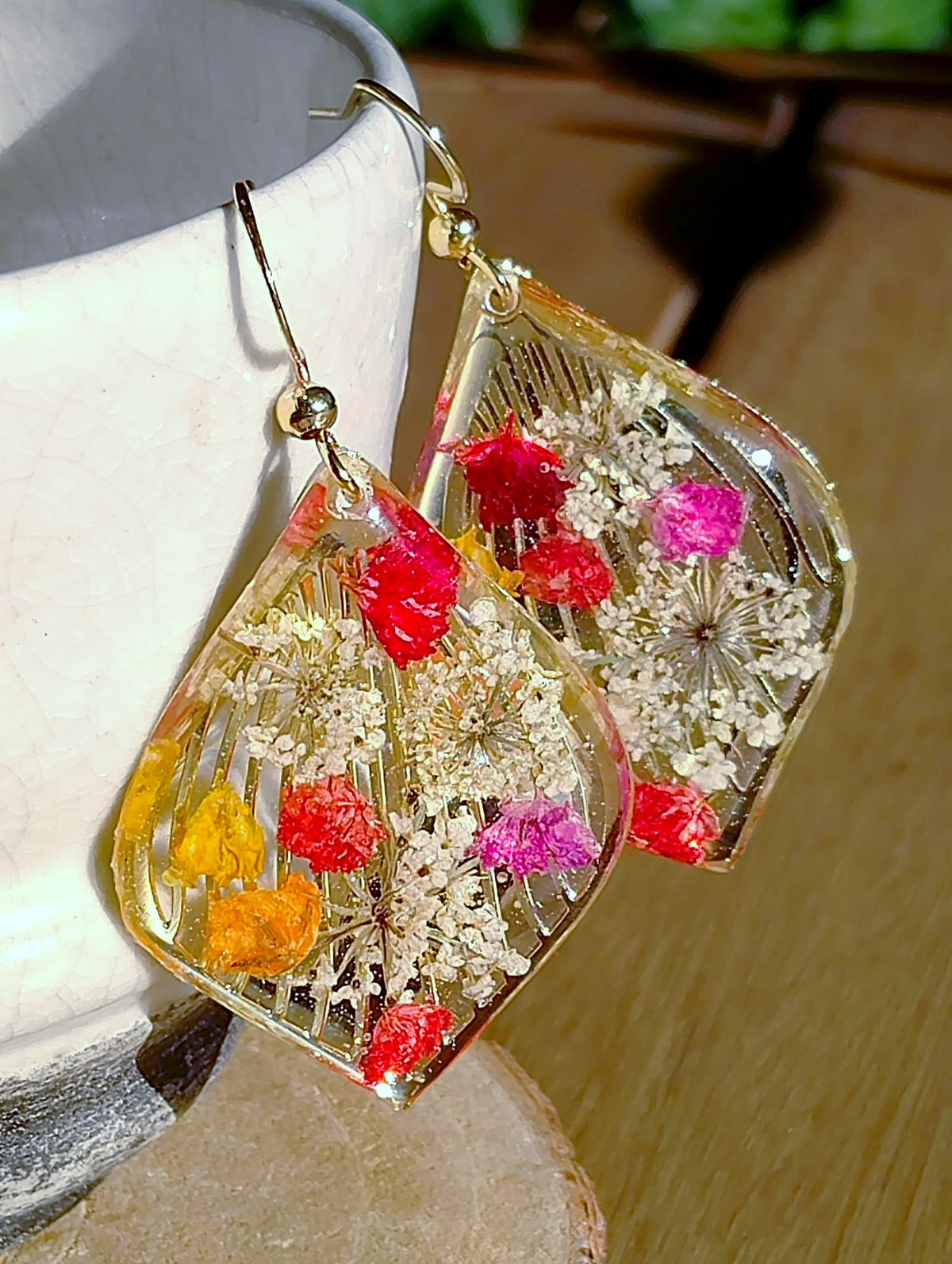 Boucles d'oreille Fleur de carotte, Gypsophiles