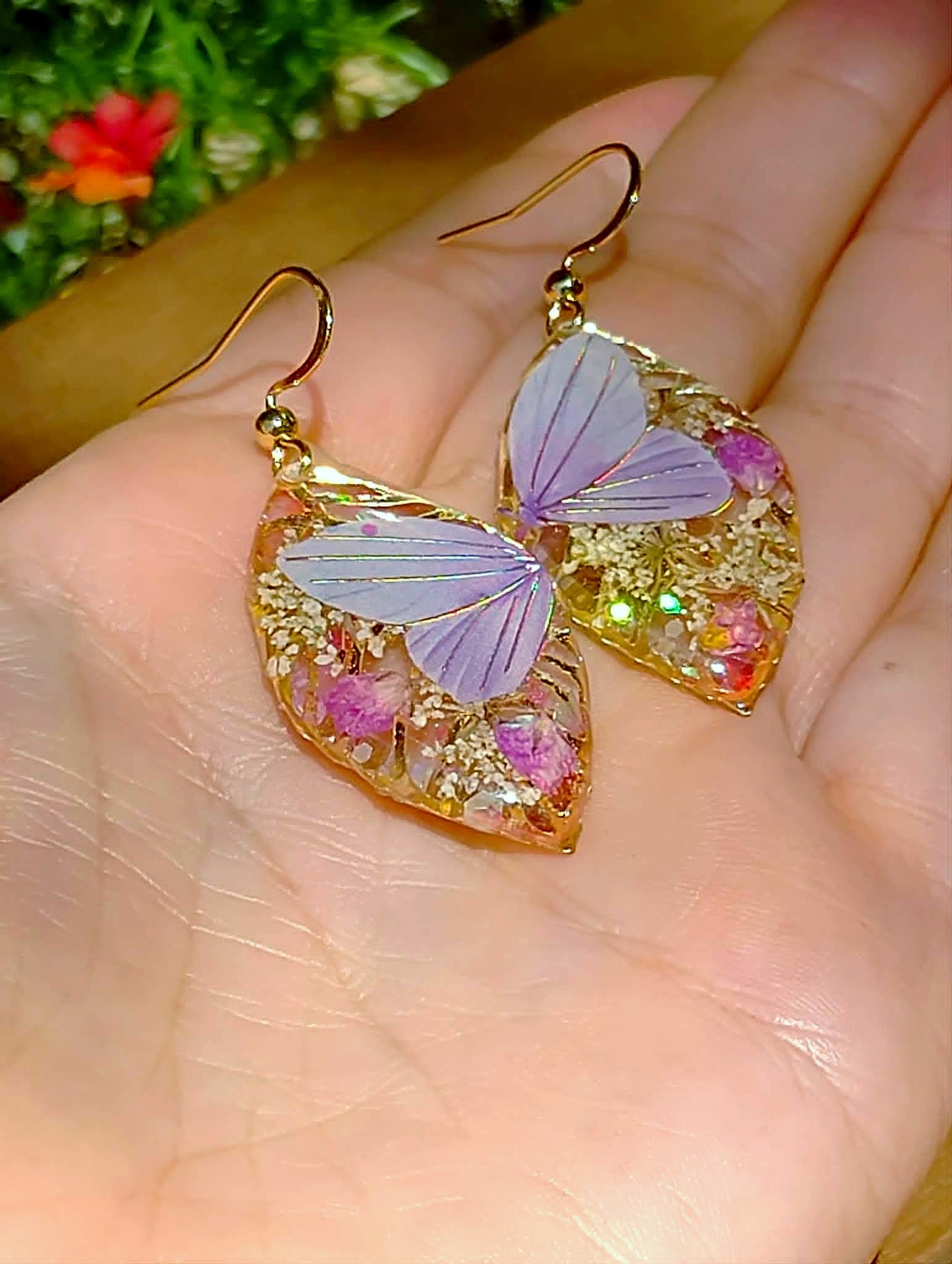 Boucles d'oreille Fleur de carotte gypsophiles
