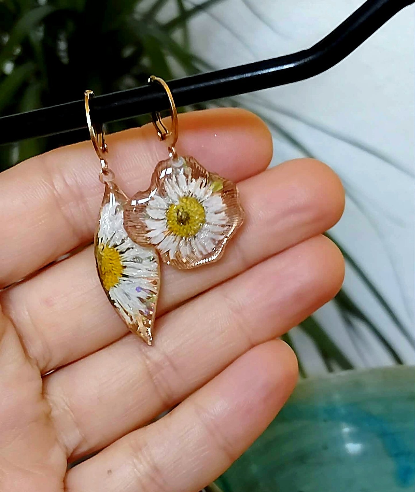 Boucles d'oreille Asymétrique Pâquerette