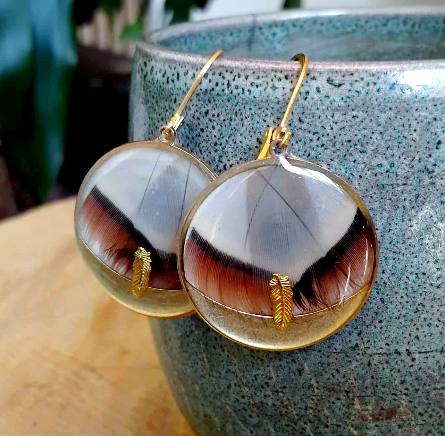 Boucles d'oreille, Plume de perdreau