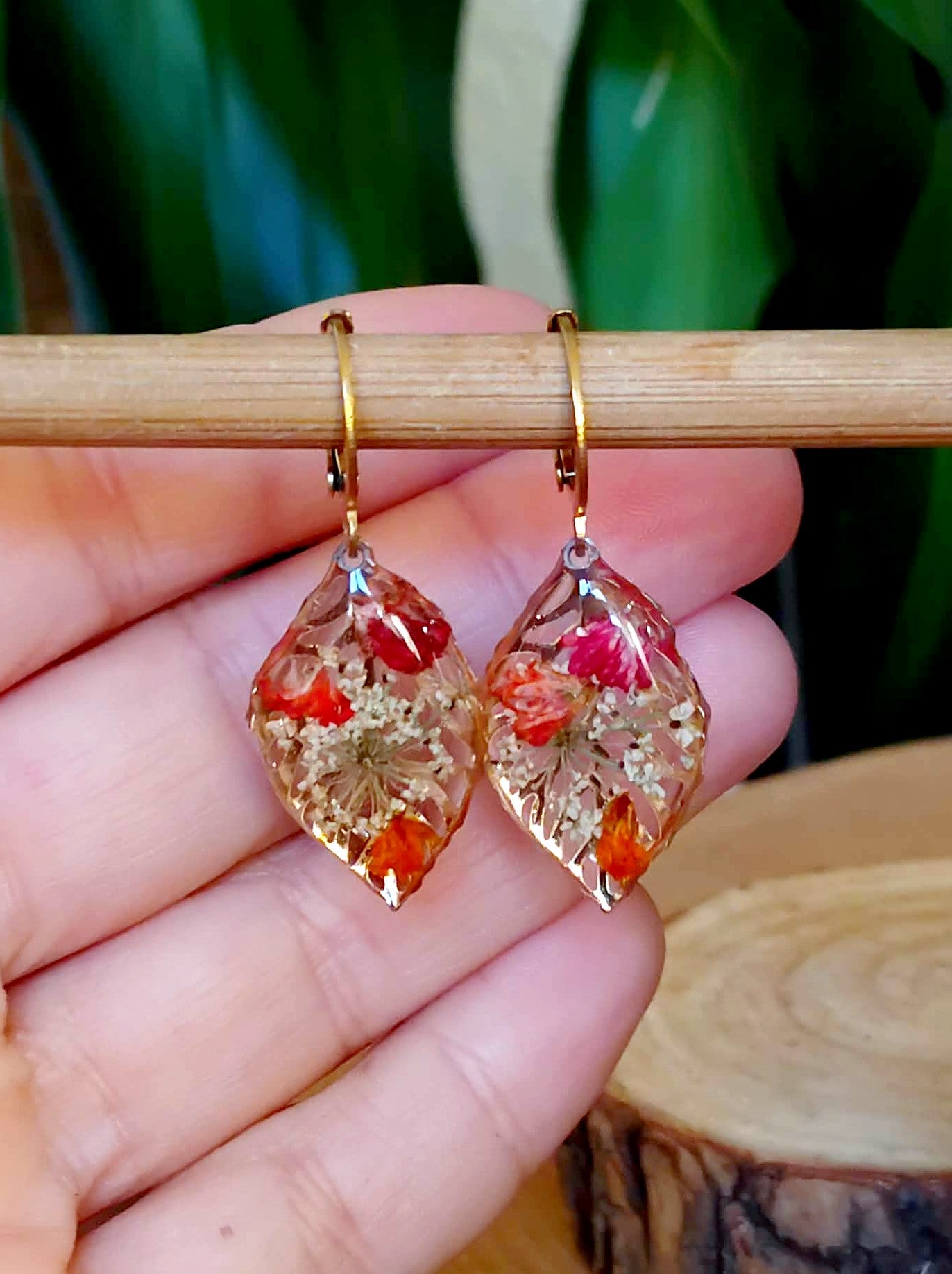Boucles d'oreille Fleur de carotte gypsophiles