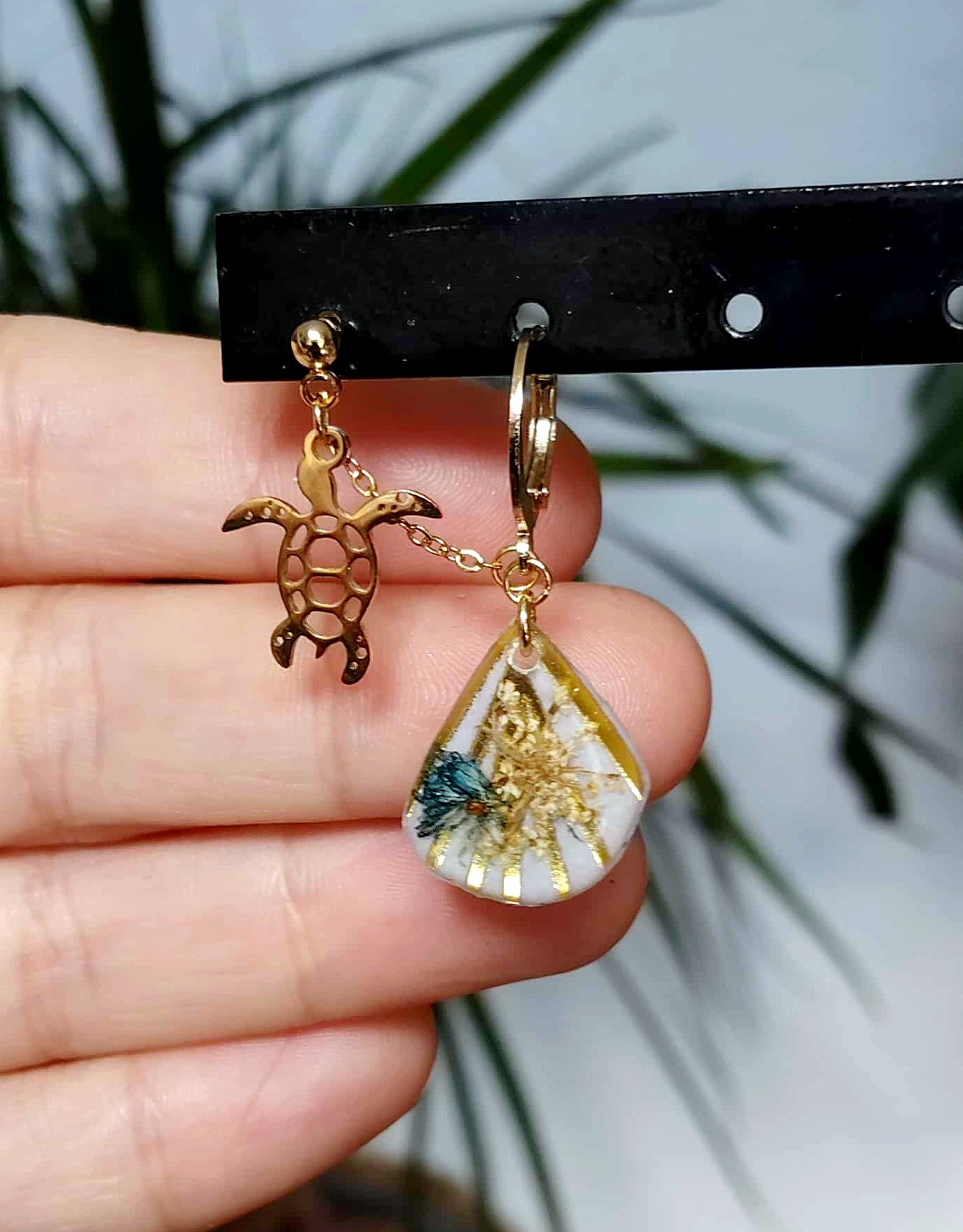 Boucles d'oreille Double piercing Fleur de carotte