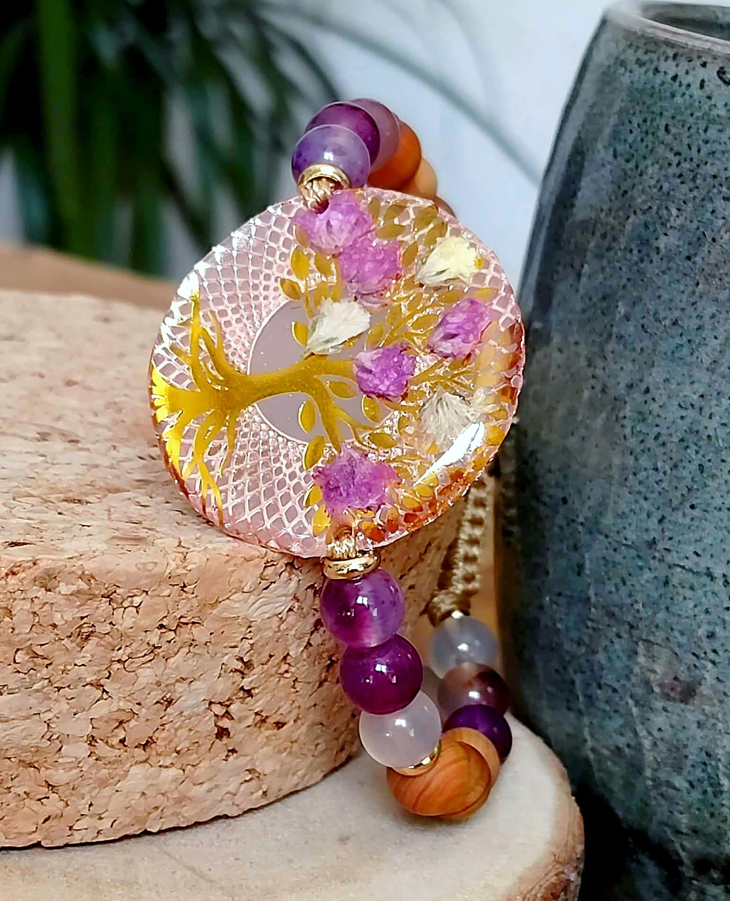 Bracelet Gypsophile Fleur de carotte Agate