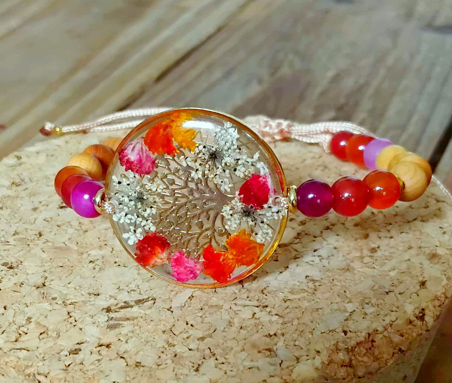 Bracelet Gypsophile Fleur de carotte Agate