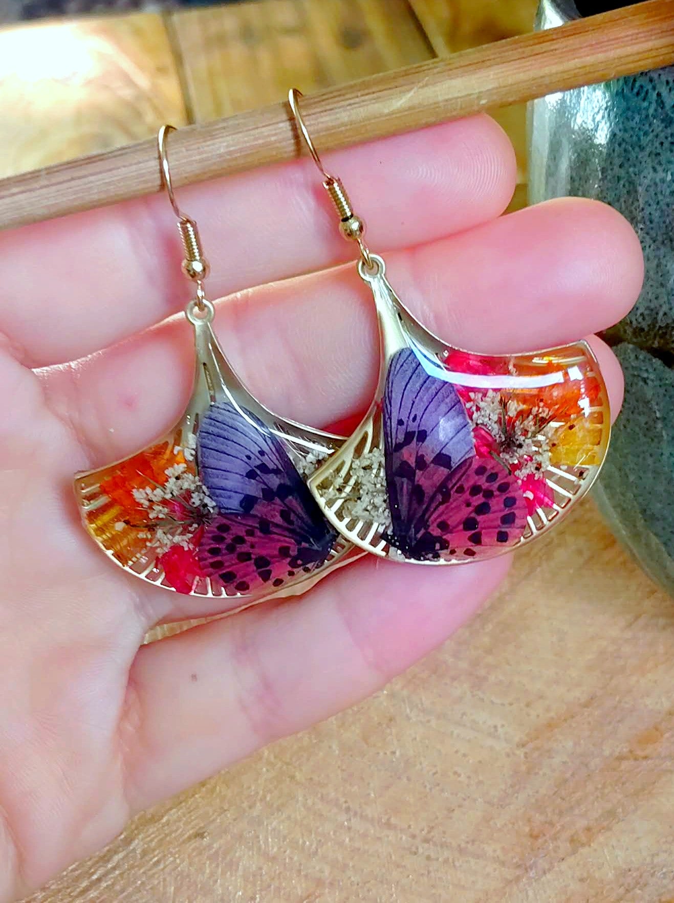 Boucles d'oreille Fleur de carotte Statices sinué