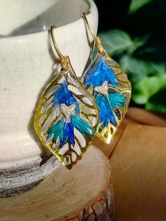 Boucles d'oreille Pétales bleuet