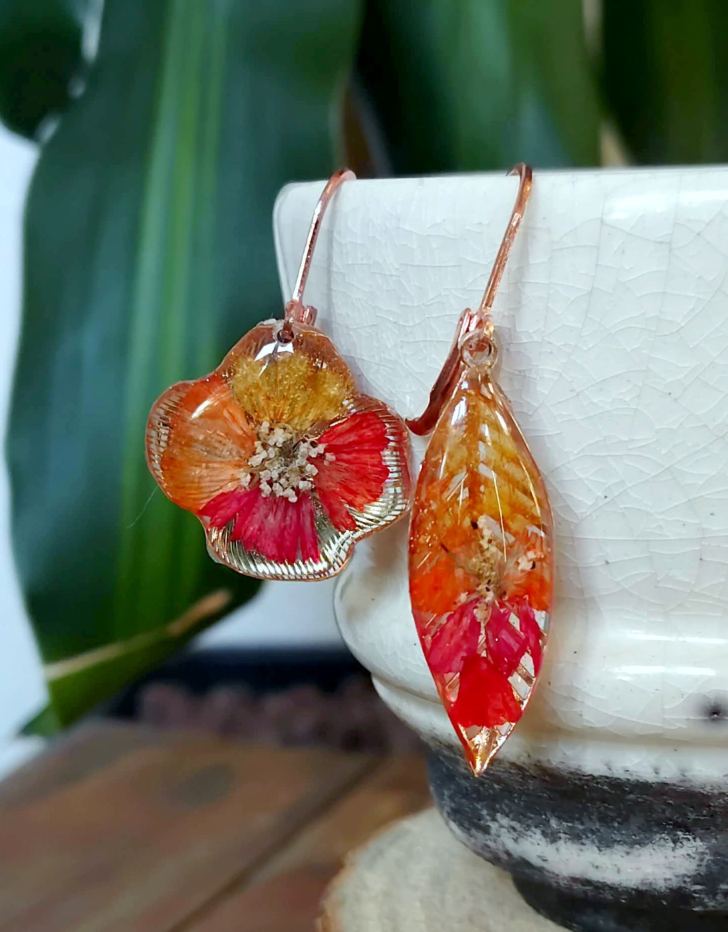 Boucles d'oreille Asymétrique Fleur de carotte Statice