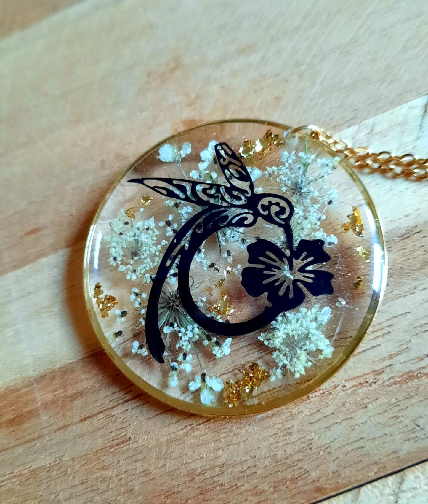 Collier, Colibri, Fleur de carotte