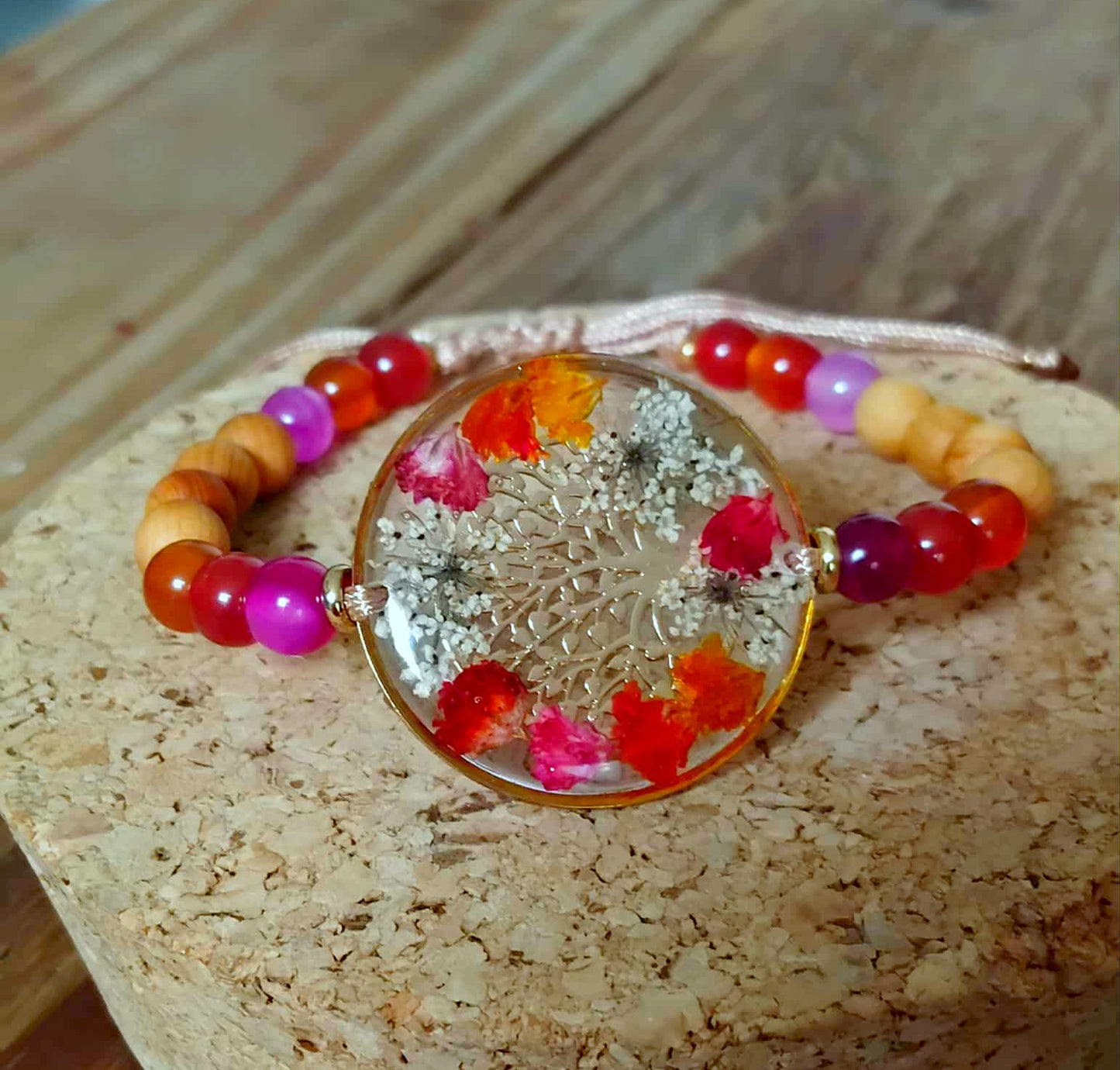 Bracelet Gypsophile Fleur de carotte Agate