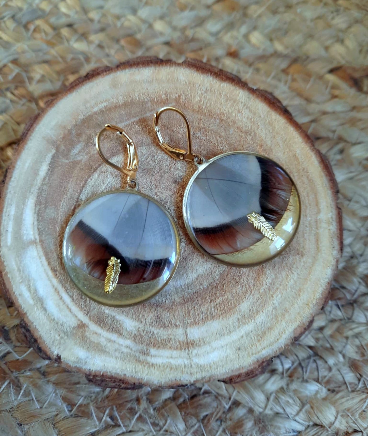 Boucles d'oreille, Plume de perdreau