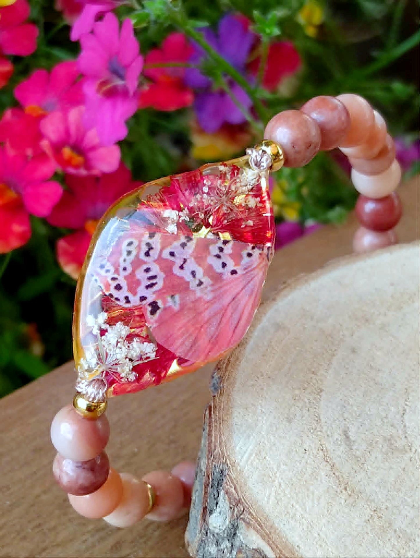 Bracelet statice Fleur de carotte Aventurine