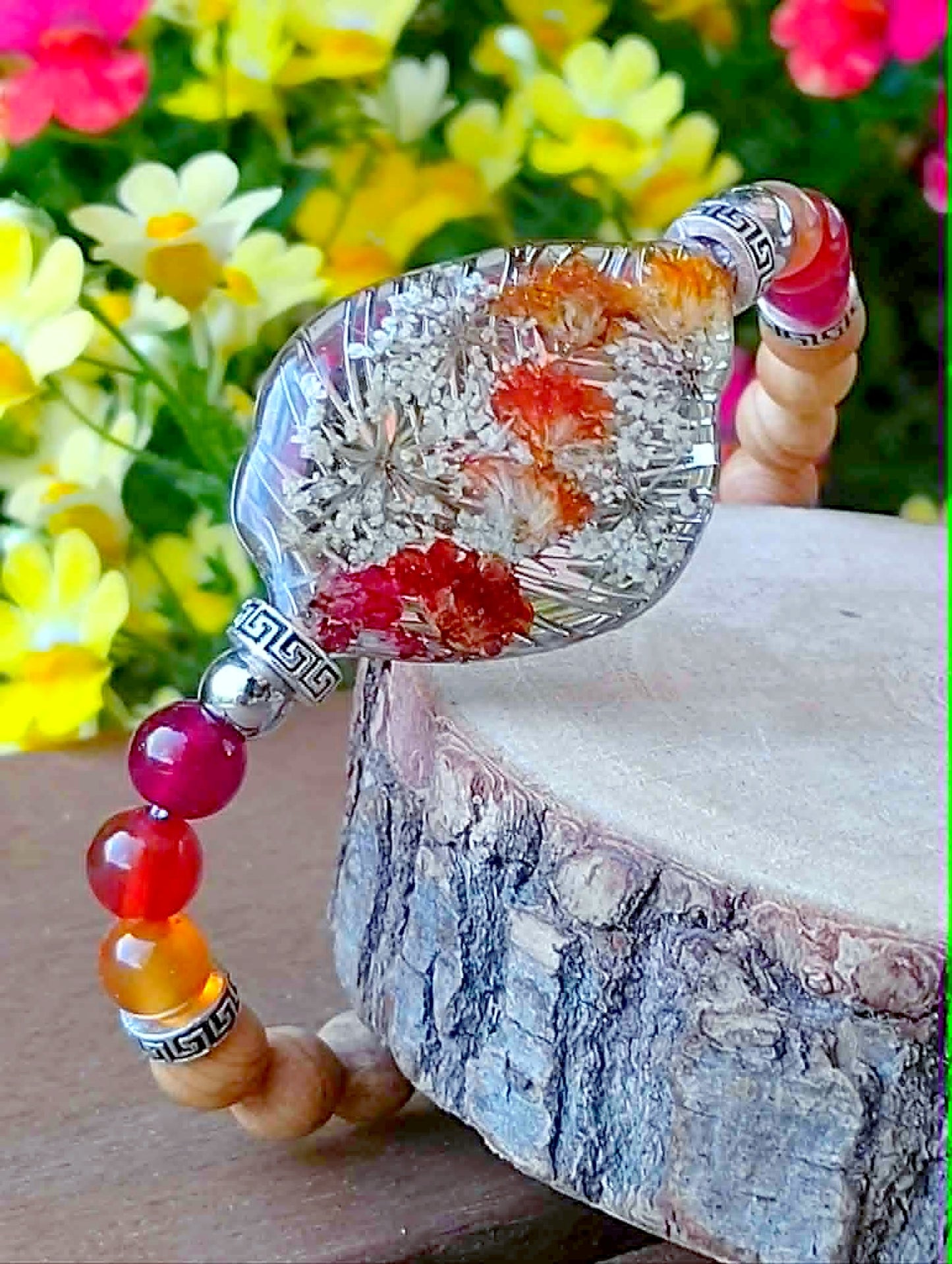 Bracelet Gypsophile Fleur de carotte Agate