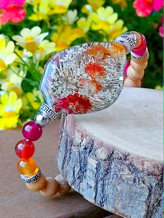 Bracelet Gypsophile Fleur de carotte Agate