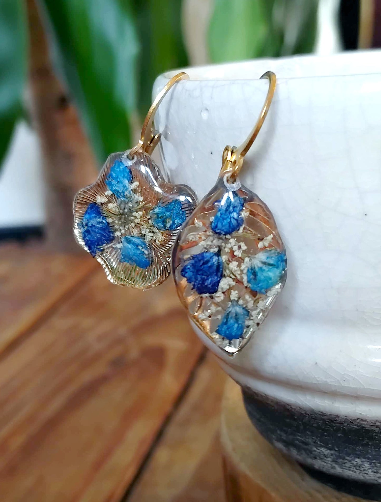 Boucles d'oreille Asymétrique Fleur de carotte gypsophiles